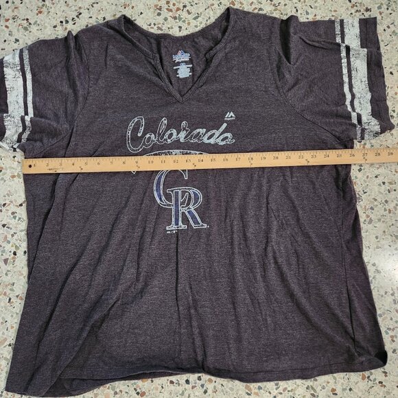 Colorado Rockies Jersey Womens 4X Black Genuine Merchandise Majestic - Picture 7 of 8